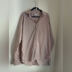 Banana Republic Shirt Men XL Red and White Patterned Office Versatile Casual Y2K